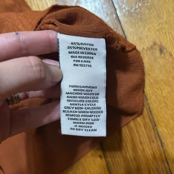 Nanette Lepore Gingerbread Blouse Brown Orange Sz Small Peasant Cottagecore - Picture 7 of 8